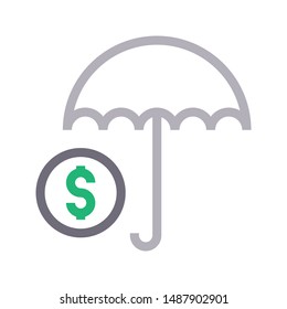 dollar protection colour line vector icon