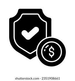 Dólar con escudo de protección, un concepto de icono de seguro financiero al estilo moderno