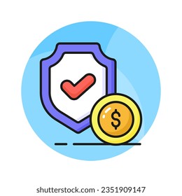 Dollar with protection shield, a concept of financial insurance icon in modern style