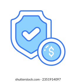 Dólar con escudo de protección, un concepto de icono de seguro financiero al estilo moderno