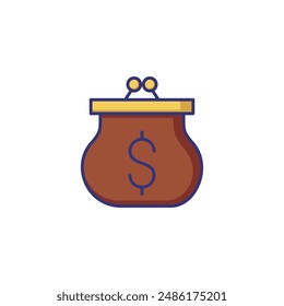 Dollar purse line icon. Money, dollar sign, female wallet. Finance concept. Can be used for topics like payment, change, shopping