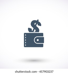 Dollar purse vector icon. Graphic symbol for web design, logo. Isolated sign on a white background.