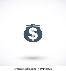 Dollar purse vector icon. Graphic symbol for web design, logo. Isolated sign on a white background.