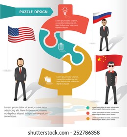 Dollar puzzle info graphic design and character,clean vector