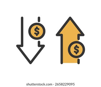 Dollar Rate Up and Down Arrow Icons