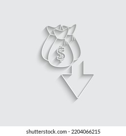 dollar rate down icon fall sign