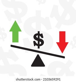 Dollar Rate Up And Down Price Icon Vector Image