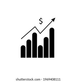 Dollar Rate Increase Graphic icon. Mobile apps, printing and more usage. Simple element sing. Monochrome Dollar Rate Increase Graphic icon illustration