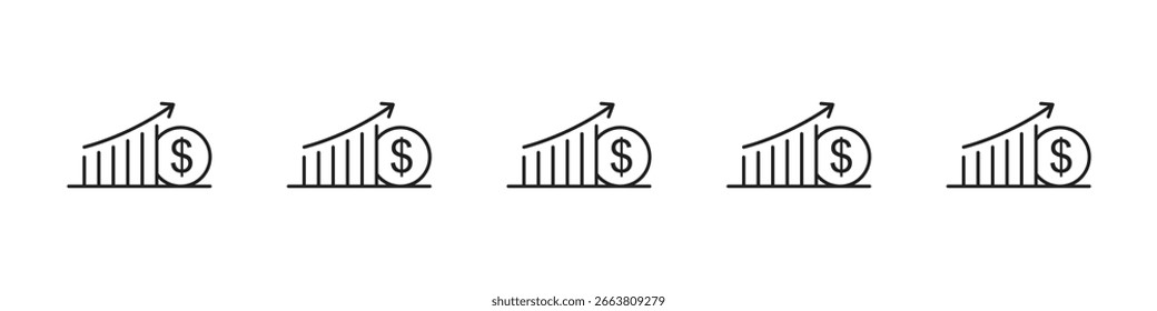 Diseño de icono de aumento de tasa de dólar, logotipo, App, interfaz de usuario. Ilustración vectorial, EPS