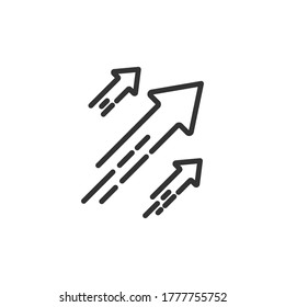 Symbol für die Erhöhung des Dollarzinssatzes. Geldsymbol mit Stretching-Pfeil nach oben. steigende Preise. Business-Cost-Verkauf Symbol. Gehaltserhöhung in bar. Investitionswachstum. Vektorgrafik
