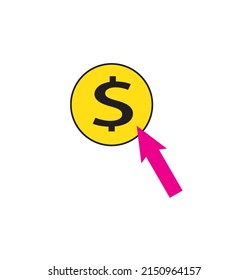 dollar rate increase icon. Money symbol with stretching arrow up. rising prices. Business cost sale icon. cash salary increase. investment growth. vector illustration