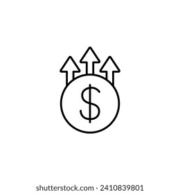dollar rate increase icon up dollar  sign
