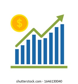 Dollar Rate Increase icon vector. sign for mobile concept and web design. Growth rate vector icon. Financial success symbol, logo illustration. Vector graphics