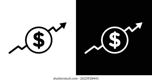 Dollar rate increase icon vector for web and mobile app. Symbol isolated.
