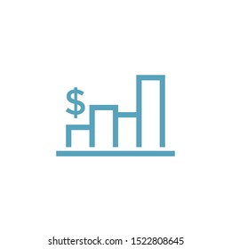 Dollar Rate Increase line icon. linear style sign for mobile concept and web design, Growth rate outline vector icon, Financial success symbol, logo illustration