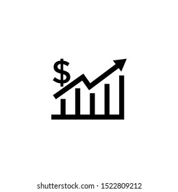 Icono de línea Aumento de tasa de dólar. signo de estilo lineal para el concepto móvil y el diseño web, icono del vector de contorno de la tasa de crecimiento, símbolo de éxito financiero, ilustración del logotipo