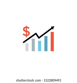 Icono de línea Aumento de tasa de dólar. signo de estilo lineal para el concepto móvil y el diseño web, icono del vector de contorno de la tasa de crecimiento, símbolo de éxito financiero, ilustración del logotipo