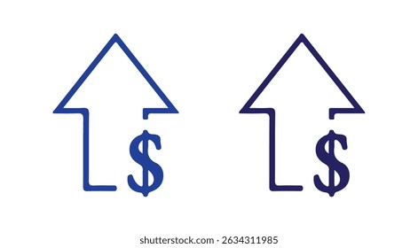 Dollar rate increase vector icon. Rise cost vector illustration eps 10