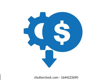 Dollar rate or money rate decrease icon