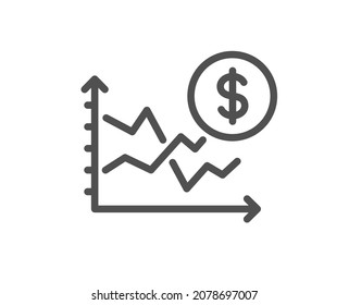 Dollar rates line icon. Currency exchange sign. Money trade symbol. Quality design element. Linear style dollar rate icon. Editable stroke. Vector