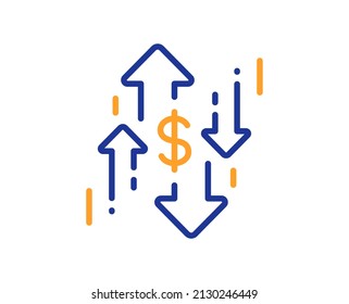 Dollar Rates Line Icon. Currency Exchange Sign. Money Trade Symbol. Colorful Thin Line Outline Concept. Linear Style Dollar Rate Icon. Editable Stroke. Vector