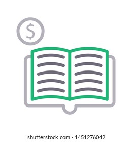 dollar reading colour line vector icon
