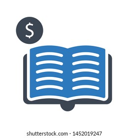 dollar reading glyph colour vector icon