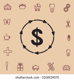 Dollar recycle icon, web design element