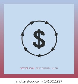Dollar recycle icon, web design element