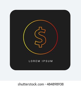 Dollar Red & Orange gradient attractive line thin icon / logo design