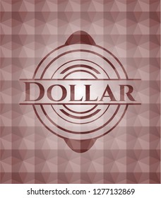 Dollar red seamless badge with geometric pattern background.