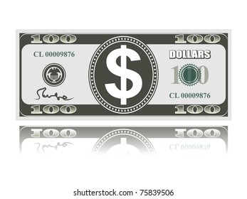 dollar with reflection on white background, vector EPS 8