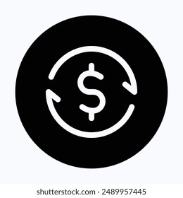 Dollar Refund Vector Icon, Money Transfer, 