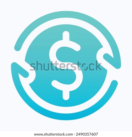 Dollar Refund Vector Icon, Money Transfer, Isolated Gradient Vector Icon.