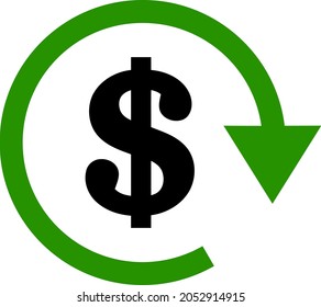 Dollar repay icon with flat style. Isolated vector dollar repay icon illustrations, simple style.