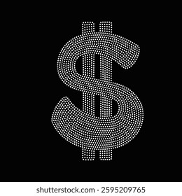 Dollar Rhinestone T-shirt Design Vector Template 