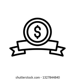 dollar ribbon line icon