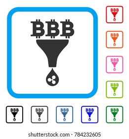 Dollar Ripple Sales Funnel icon. Flat gray pictogram symbol in a blue rounded frame. Black, gray, green, blue, red, orange color additional versions of Dollar Ripple Sales Funnel vector.