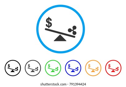 Dollar Ripple Swing Balance rounded icon. Style is a flat grey symbol inside light blue circle with additional color variants.