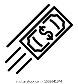 Dollar rise icon. Outline dollar rise vector icon for web design isolated on white background