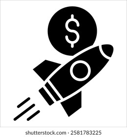 Dollar Rocket Icon Element For Design