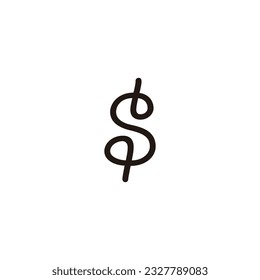 $ dollar, rope geometric symbol simple logo vector