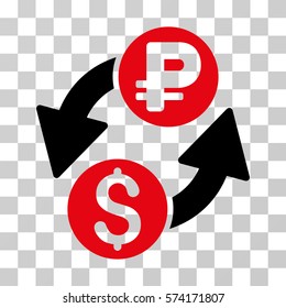 Dollar Rouble Exchange icon. Vector illustration style is flat iconic bicolor symbol, intensive red and black colors, transparent background. Designed for web and software interfaces.