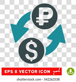 Dollar Rouble Exchange vector icon. Image style is a flat soft blue pictograph symbol.