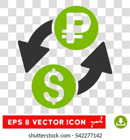 Dollar Rouble Exchange vector icon. Image style is a flat eco green and gray iconic symbol.