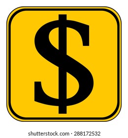 Dollar round vector button on white. Vector illustration.