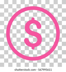 Dollar rounded icon. Vector illustration style is flat iconic symbol inside a circle, pink color, transparent background. Designed for web and software interfaces.