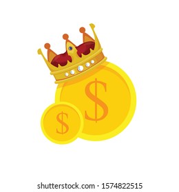 dollar and royal crown vector illustration