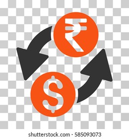 Dollar Rupee Exchange icon. Vector illustration style is flat iconic bicolor symbol, orange and gray colors, transparent background. Designed for web and software interfaces.