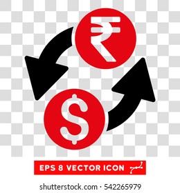 Dollar Rupee Exchange vector icon. Image style is a flat intensive red and black pictograph symbol.